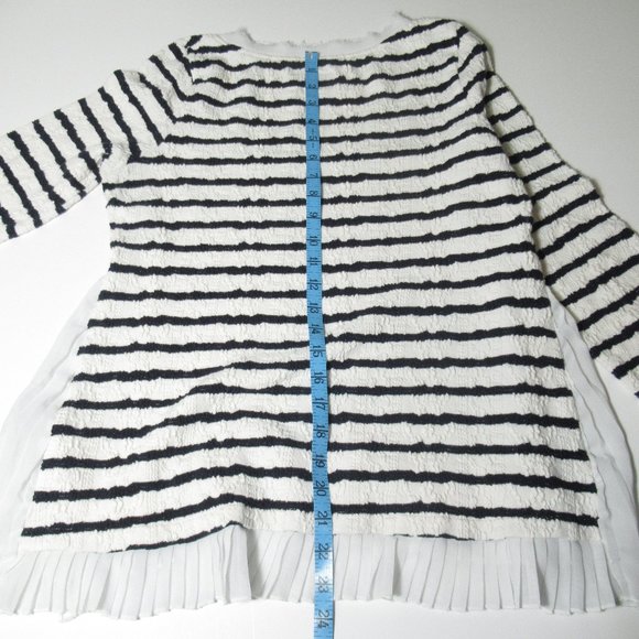 Anthropologie Postmark Striped Textured Sweater Top Black White Striped Medium - Picture 9 of 11